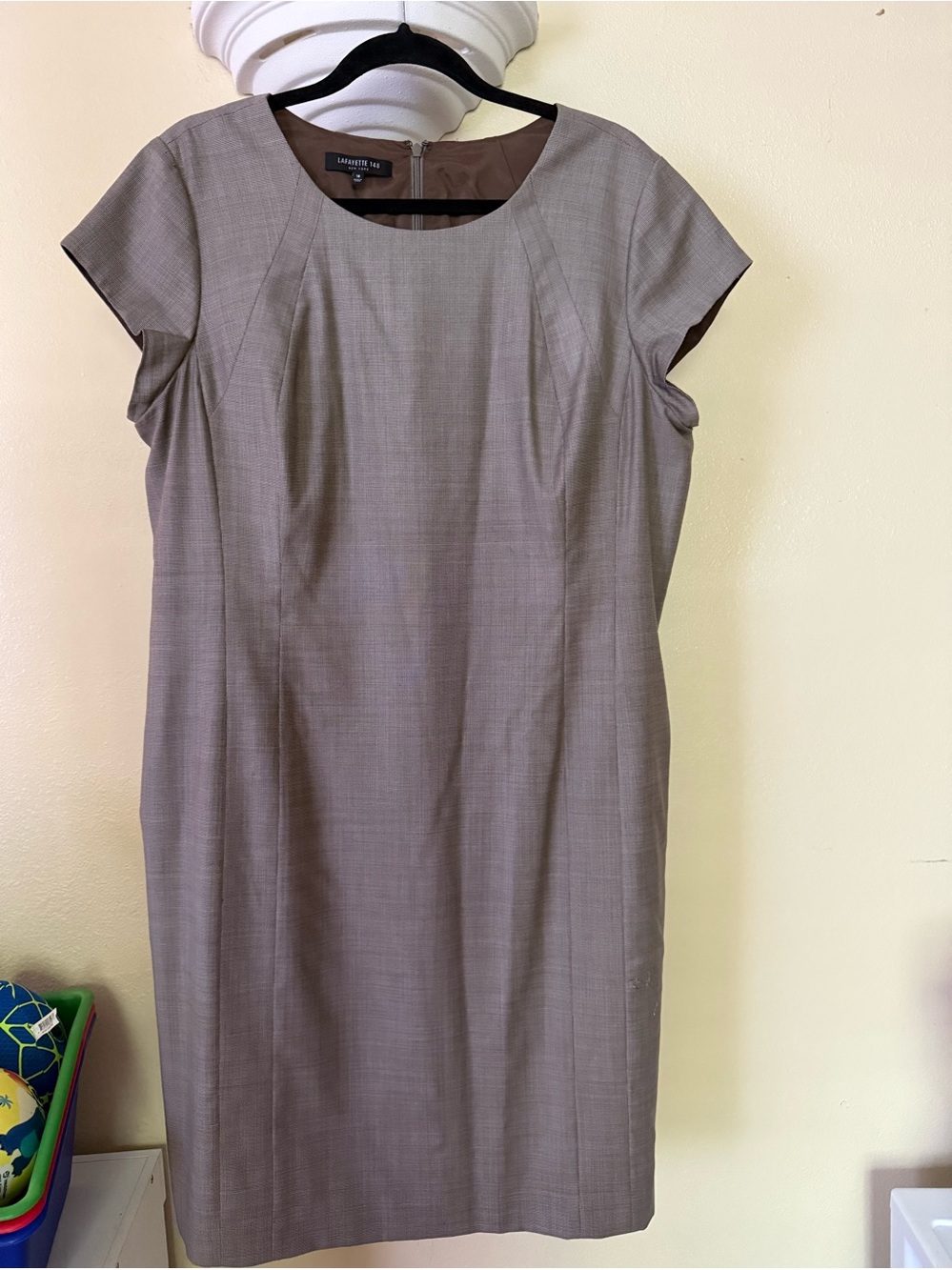 Lafayette 148 New York Taupe Midi Sheath Dress
